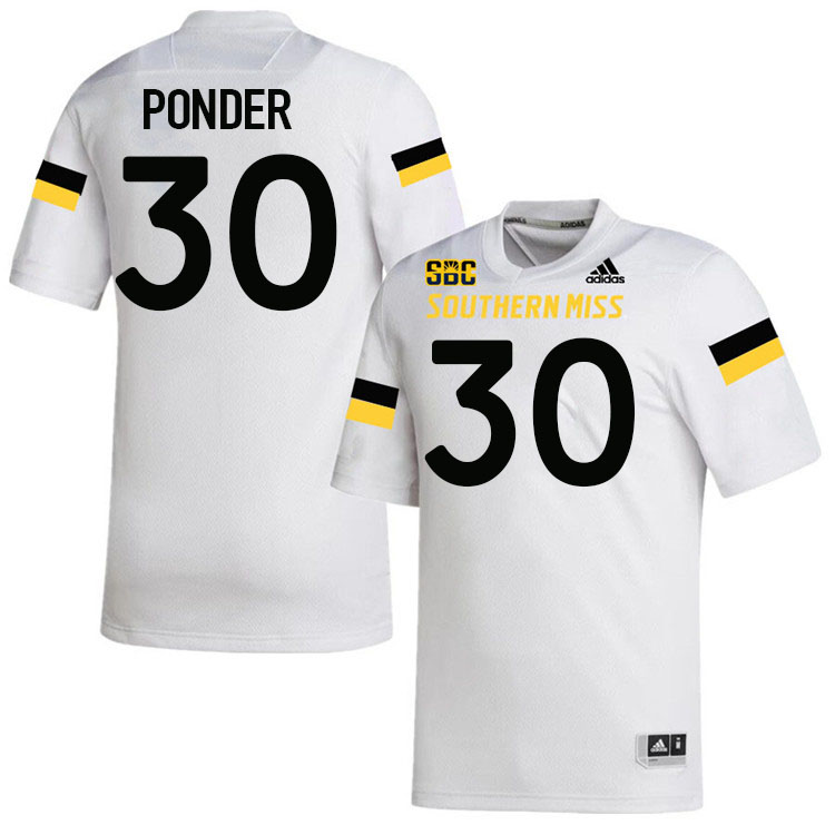 Southern Miss Golden Eagles #30 Garrick Ponder Football Jersey Stitched-White